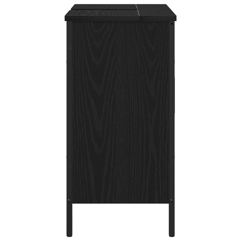 Badezimmer Waschbecken Schrank Schwarz Eiche 60x30x60 cm Werkstoff