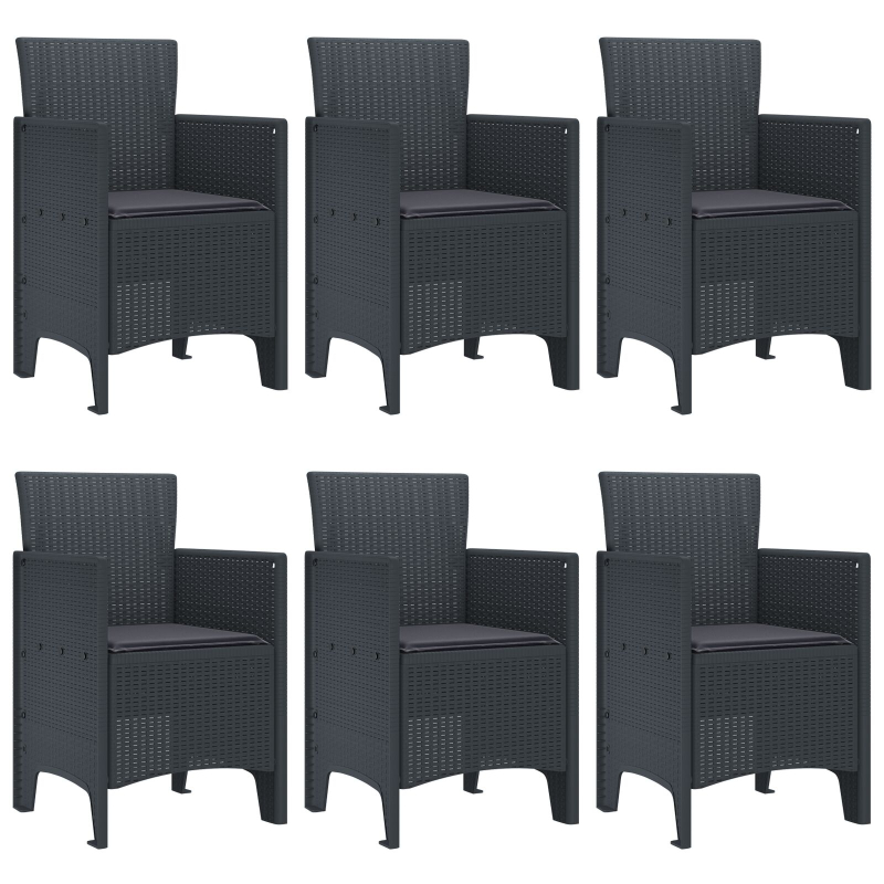 7-teiliges Garten EssSet mit Kissen Anthrazit Poly-Rattan