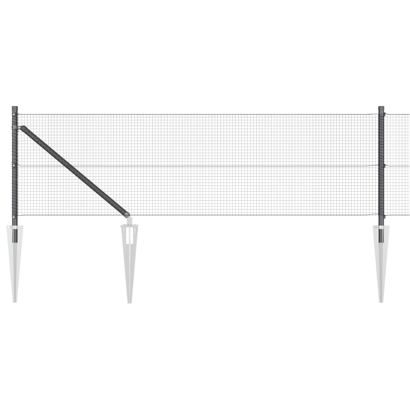 Graues Zaunpfosten Set 2er Set Grau Verzinkter Stahl 10 x 0.5 m