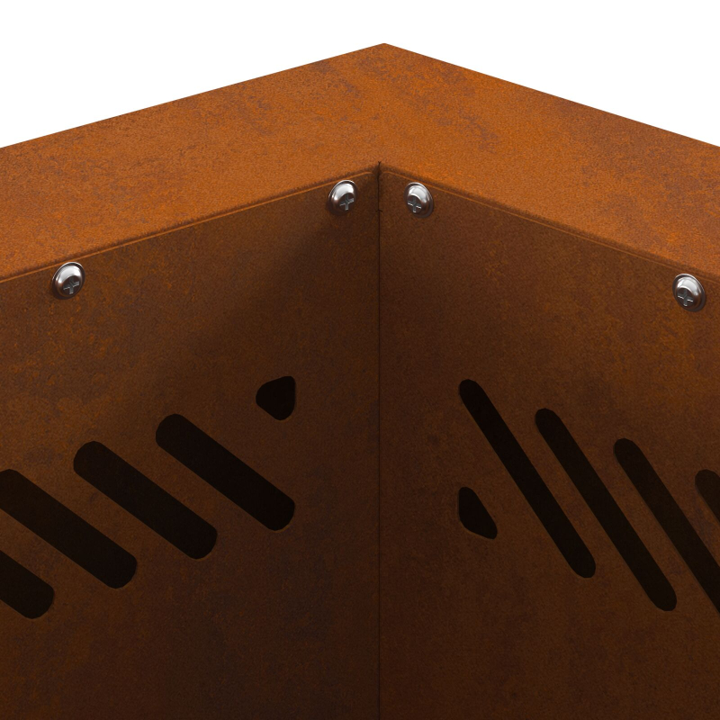 rauchfreier Feuerring hexagonal 38x38x51 cm wetterfester Stahl
