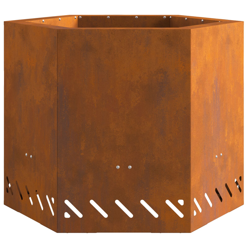 Raucharmer Feuerstelle Sechseckig 58x58x51 cm Wetterfestes Stahl