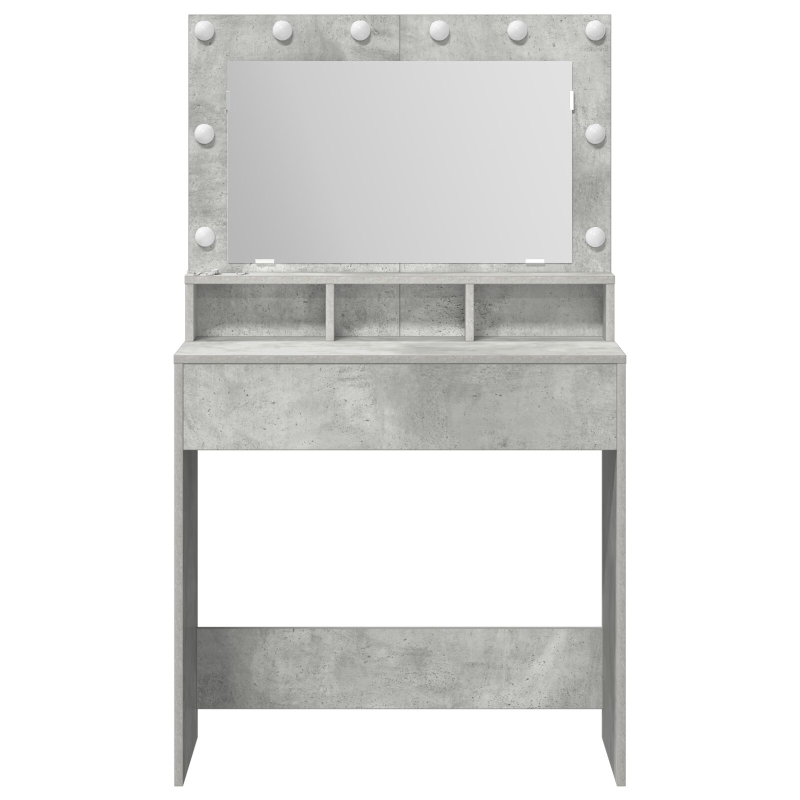 Schminktisch mit LED-Lichtern in Beton Grau 79x41x135 cm