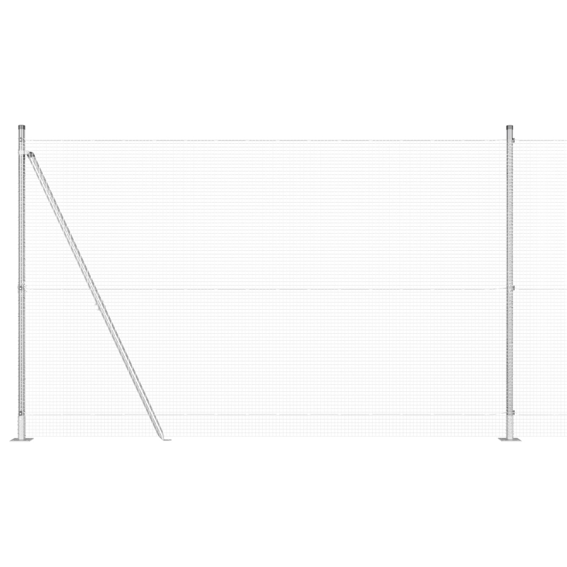 Schweißzaun mit 7 Flanschpfosten 1.4x10 m Verzinkter Stahl