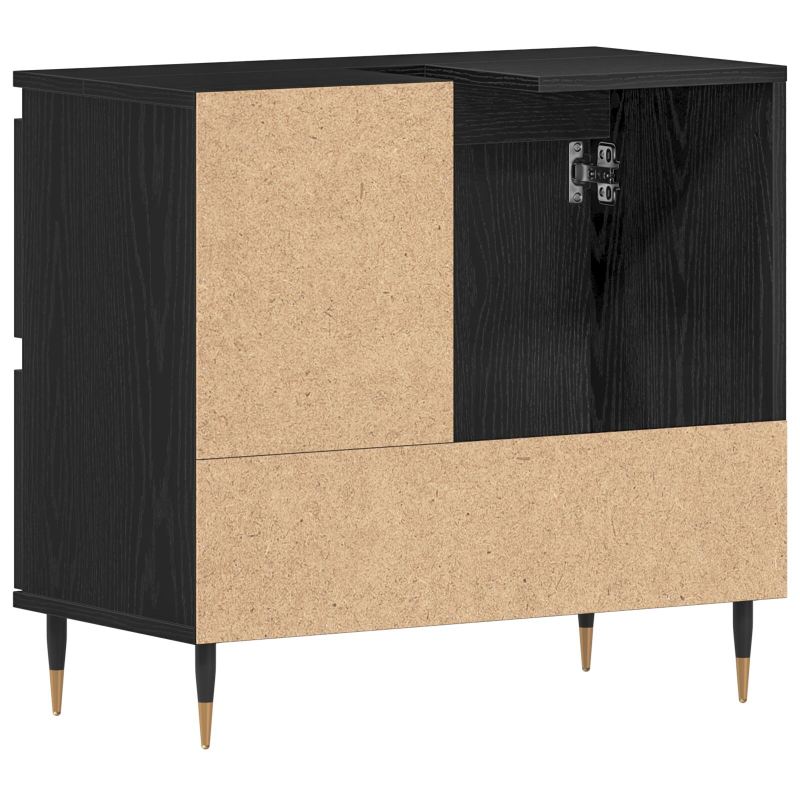 Badezimmer Waschbecken Schrank Schwarz Eiche 65x33x60 cm Engineered Wood