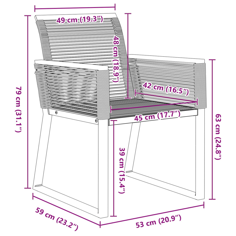5-teiliges Garten-Essenset Schwarzes Poly-Rattan