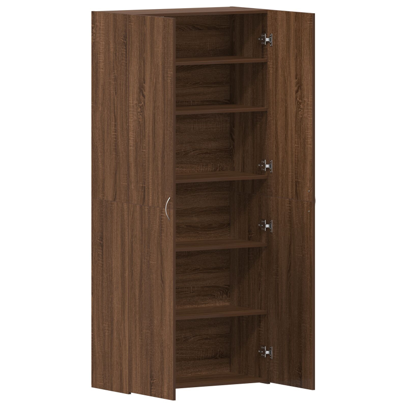 Schuhschrank Braunes Eichenholz 80x35,5x180 cm Ingenieurholz