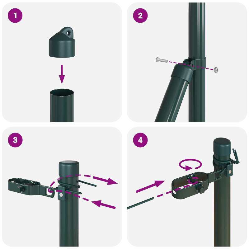 Zaunpfosten 26 Stück Grün Ø32 mm 210 cm Verzinkter Stahl