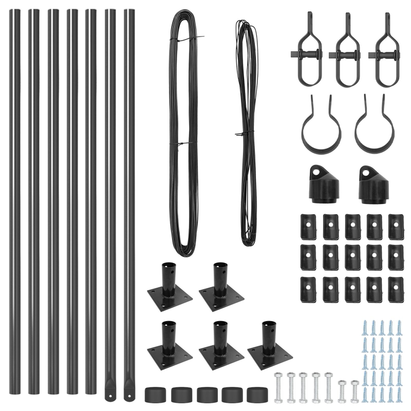 Zaunpfosten Set 7-teilig Grau Beton 3.2 x 3.2 x 50 cm Langlebig