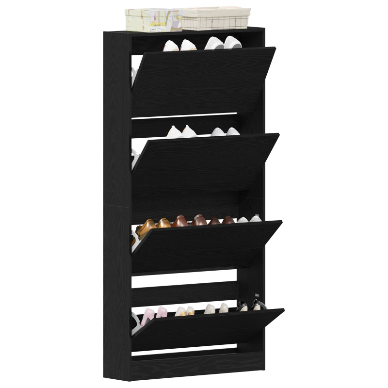 Schuhschrank Schwarzes Eichenholz Holzwerkstoff 80 x 21 x 163,5 cm