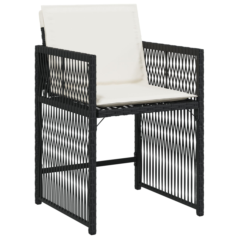 9-teiliges Garten Esszimmer Set mit Kissen in Schwarz aus Poly Rattan