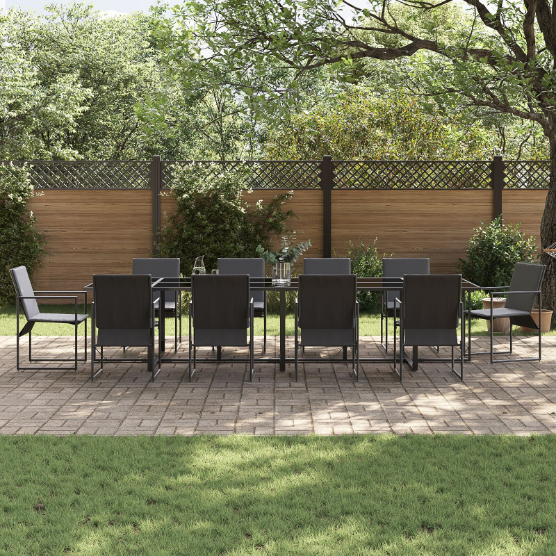 13-teiliges Garten-Esszimmer-Set mit Kissen aus Stahl und Textilene
