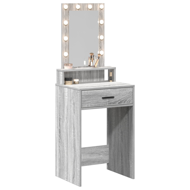 Schminktisch mit LED-Lichtern in Grau Sonoma, 50x41x140 cm