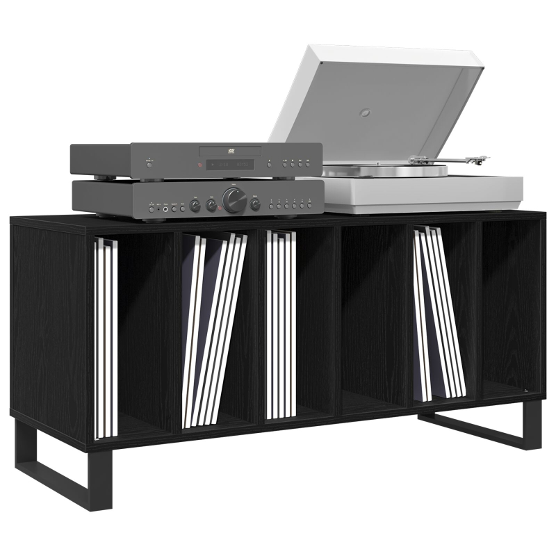 Record Cabinet Schwarz Eiche 100x38x48 cm Werkstoff