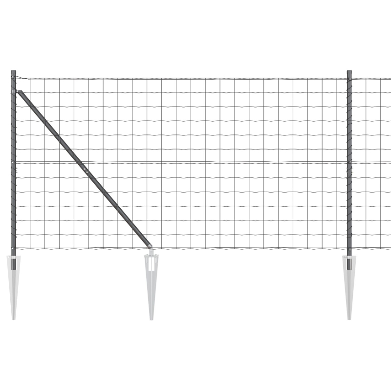 Euro Zaun mit 7 Spike-Pfosten 1,2x10 m feuerverzinkter Stahl Grau
