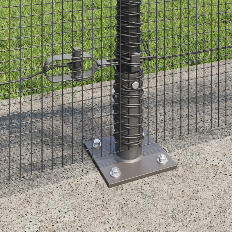 Graues Zaunpfosten-Set Set aus 2 Grau Metall, PVC 10 x 1 m