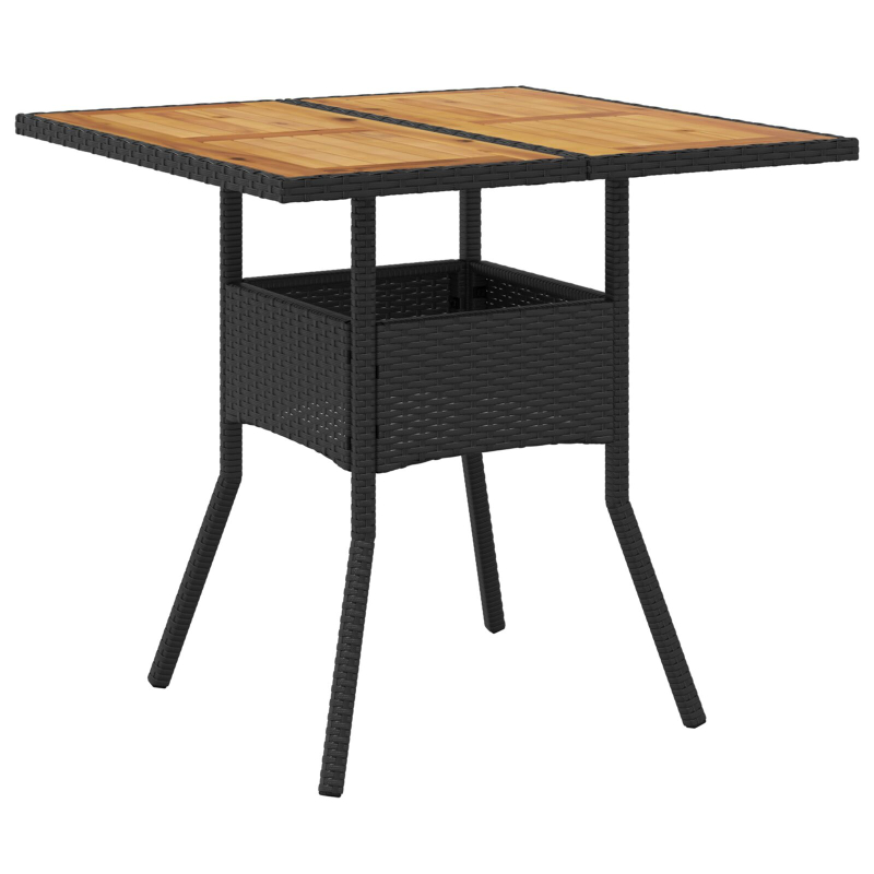 3-teiliges Garten-Essset mit Kissen Schwarz Poly Rattan