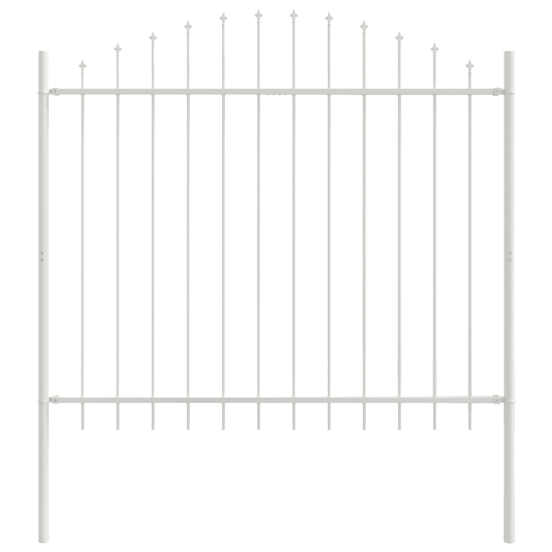 Gartenzaun mit Bogenoberteil Weiß 5,1x1,25 m aus Stahl