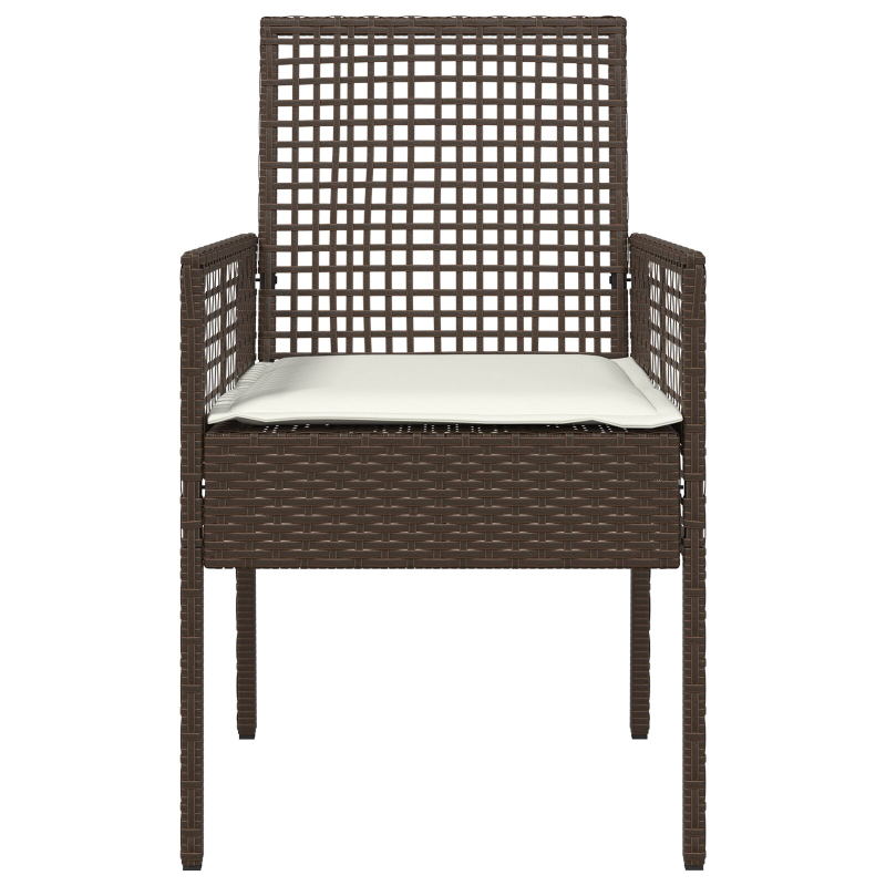 Gartenstühle 2 Stück mit Kissen Braun Poly-Rattan