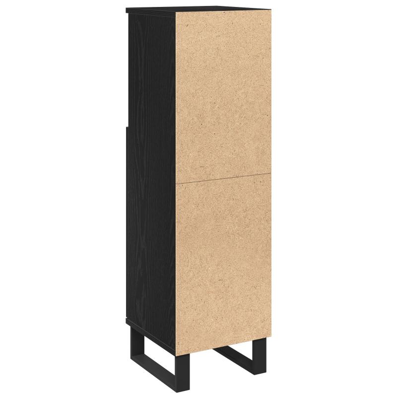 Badezimmer Schrank Schwarz Eiche 30x30x100 cm Holzwerkstoff