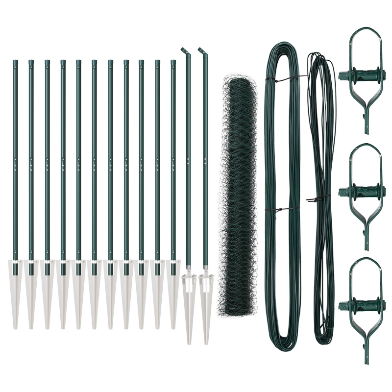 Zaun-Set Set mit 2 Forstgrün Pulverbeschichteter Stahl 25 x 1 m