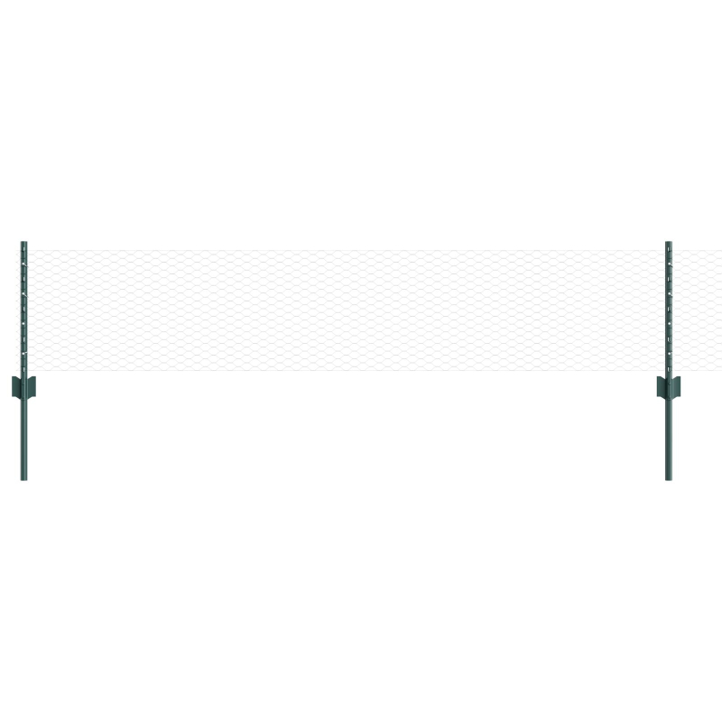 Zaunpfosten 11 Stück U-Kanal Grün 40 cm Stahl, Sechseckzaun Grün 0,4 x 100 m Stahl