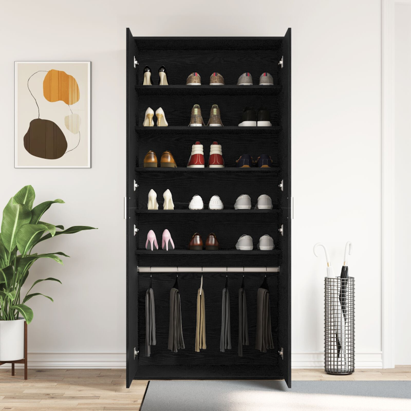 Schuhschrank Schwarze Eiche 80x39x180 cm Holzwerkstoff