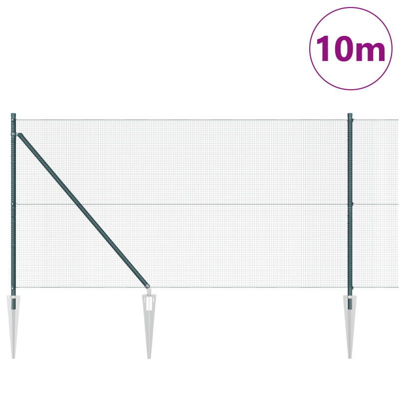 Zaunpfosten Set Set mit 2 Grün Mit PVC beschichtet 10 x 1 m