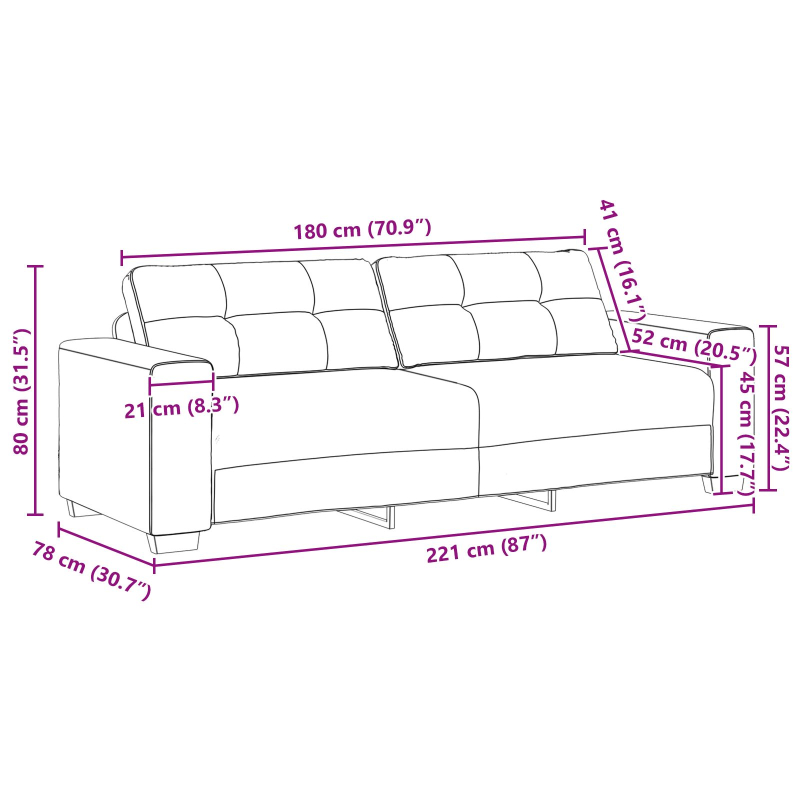 2-teiliges Sofa Set mit Kissen in Magenta