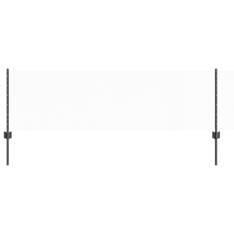 Zaunpfosten 11 Stück U-Profil Grau 60 cm Stahl, Sechseckzaun Grau 0,6x50 m Stahl