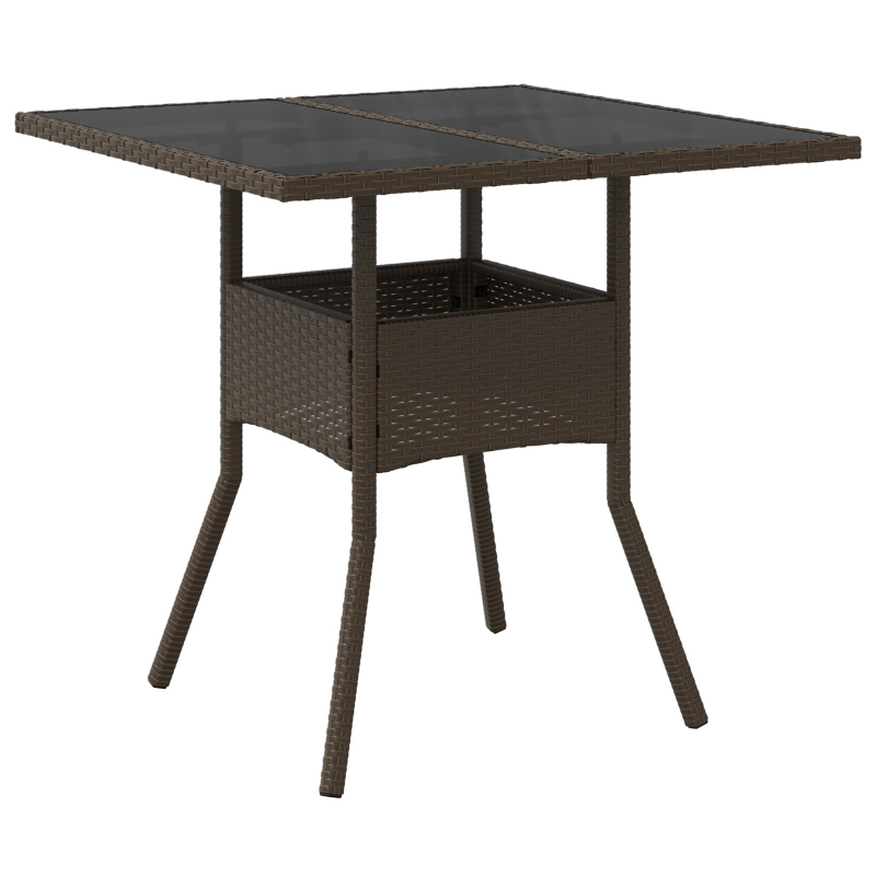 3-teilige Garten Essgruppe Braun Poly Rattan