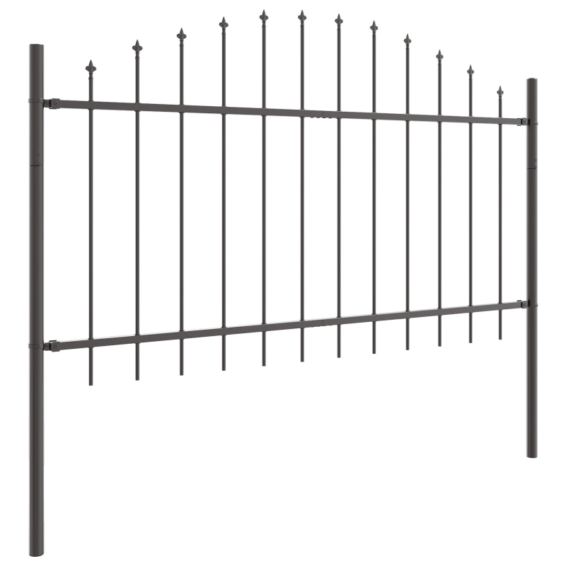 Gartenzaun mit Bogenoberteil in Grau 6,8x1 m aus Stahl