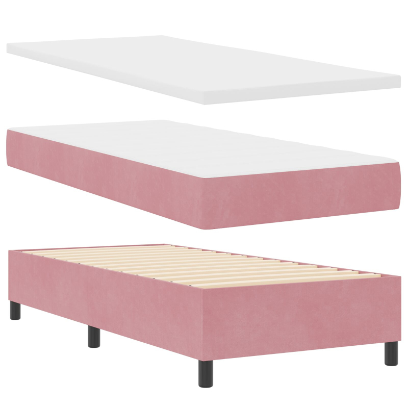 Boxspringbett mit Matratze & Bank Pink 80x200 cm Samt