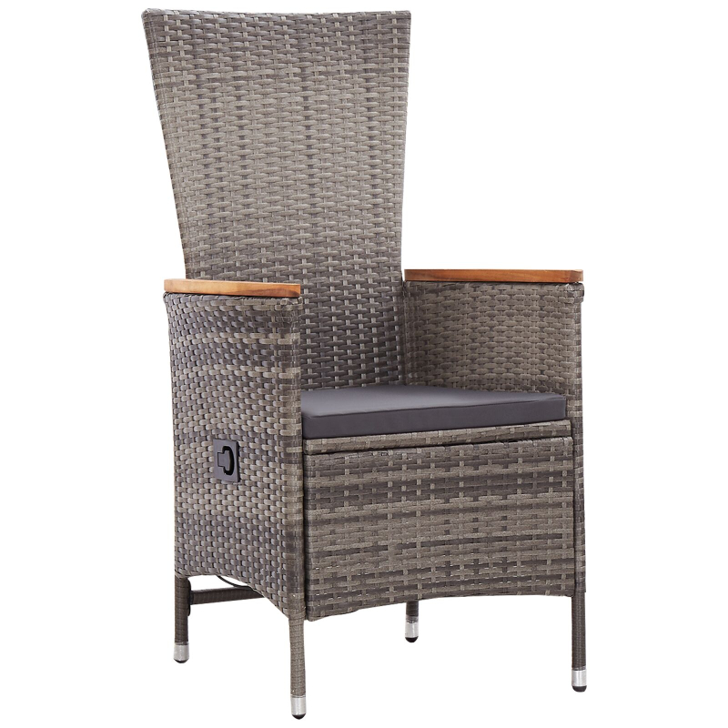 5-teiliges Garten-Dining-Set mit Kissen Grau Poly-Rattan