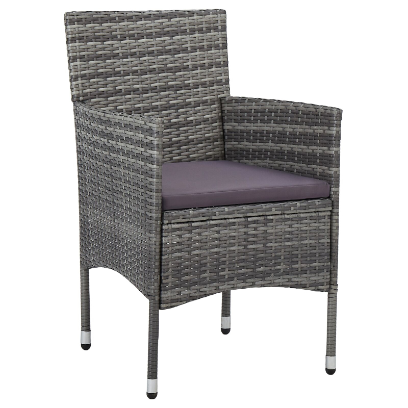 3-teiliges Garten-Ess-Set Grau Poly-Rattan