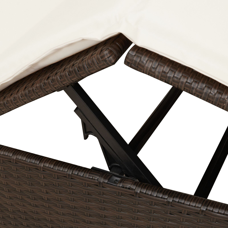 Doppelliege mit Dach und Vorhängen Braun Poly Rattan