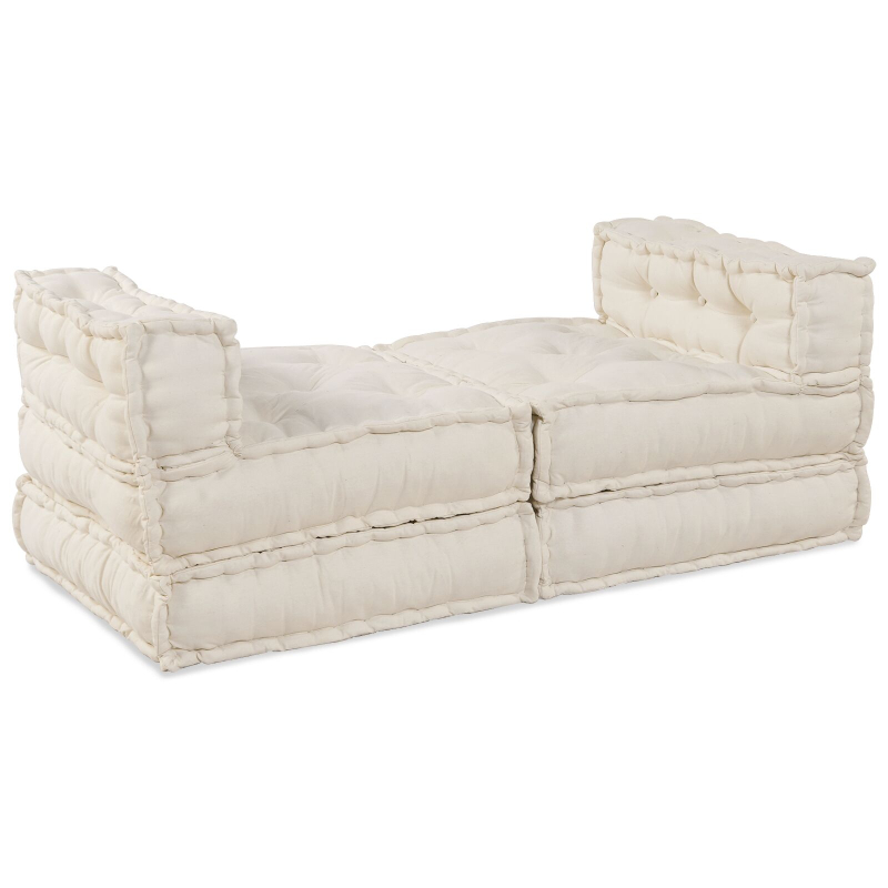 4-Sitzer Modular Pouffe Sofa Umwandelbar Creme Stoff