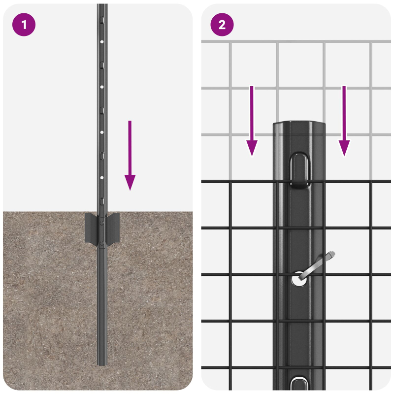 Gartenzaun-Set Set mit 2 Grau Metall Groß Langlebig