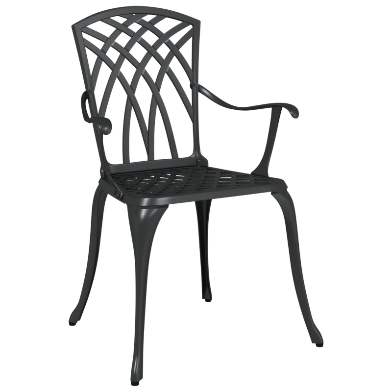 Gartenstühle 2 Stück Schwarz Gussaluminium
