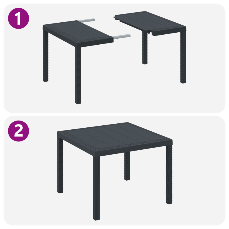 Outdoor Essset 3-teilig Dunkelgrau Polypropylen Stapelbar