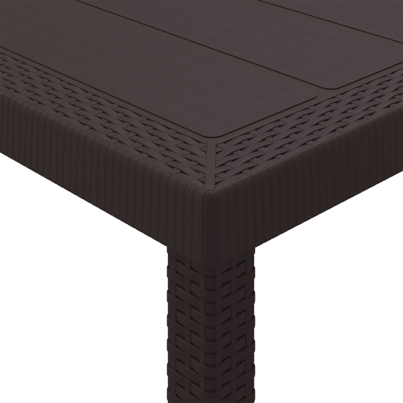 5-teiliges Garten Essset mit Kissen in Braun Poly Rattan