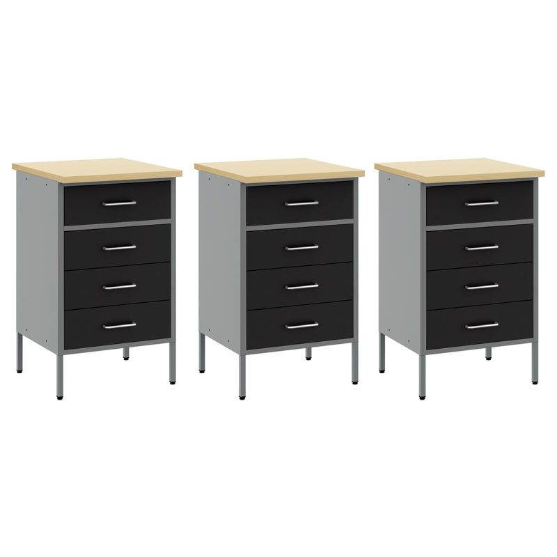 8-teiliges Werkbank-Set aus schwarzem Stahl