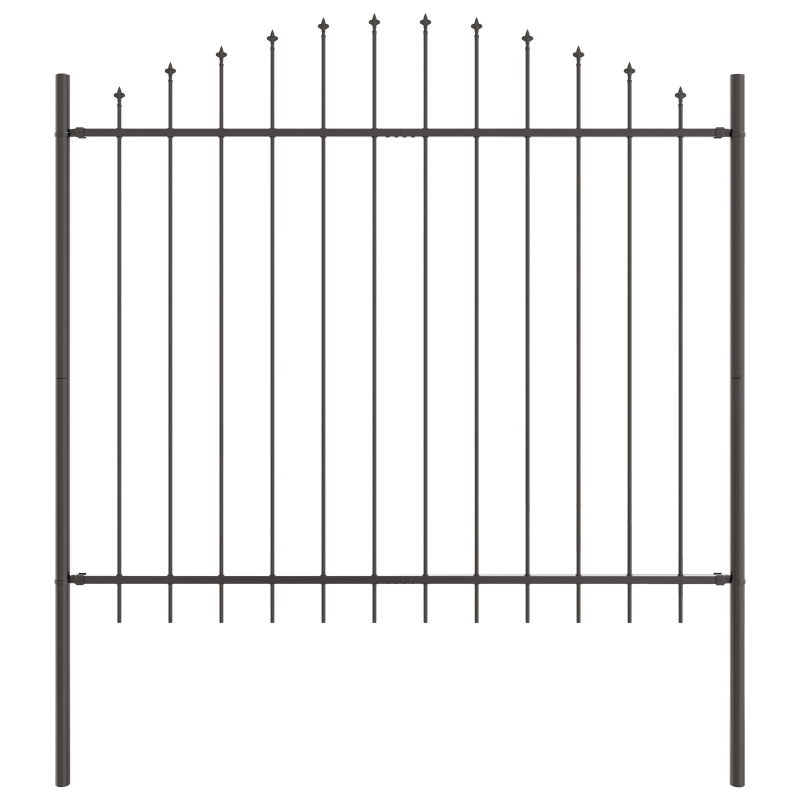 Gartenzaun mit Bogen oben Grau 3,4x1,5 m Stahl