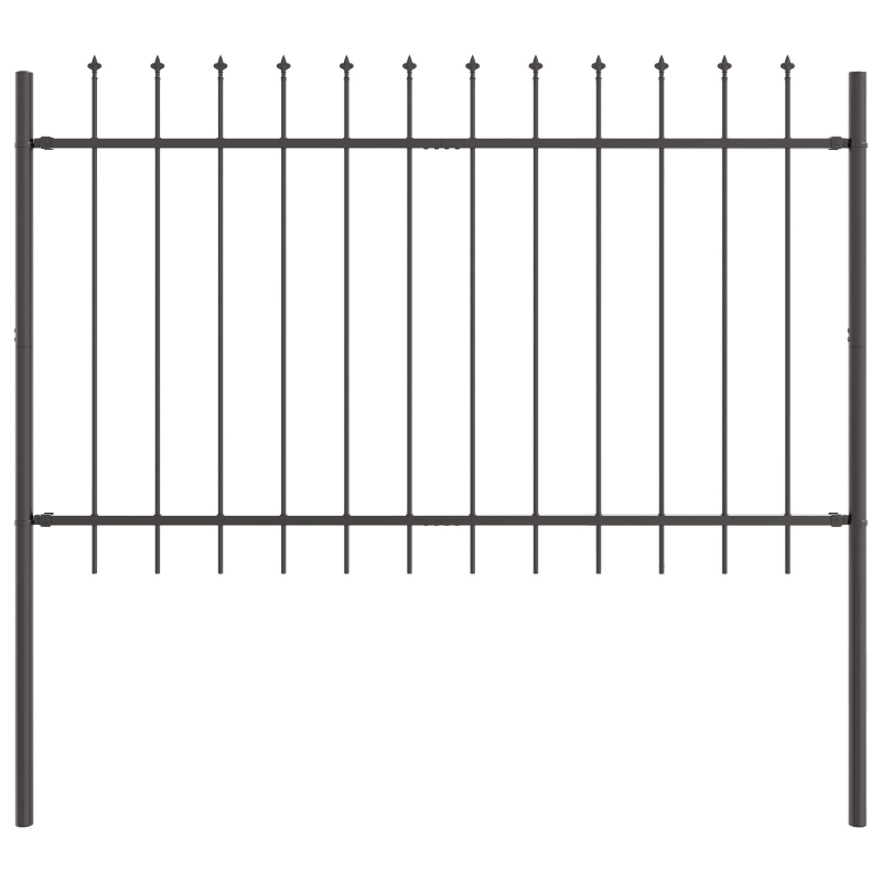 Gartenzaun mit Speer-Spitze Grau 15,3x0,8 m Stahl