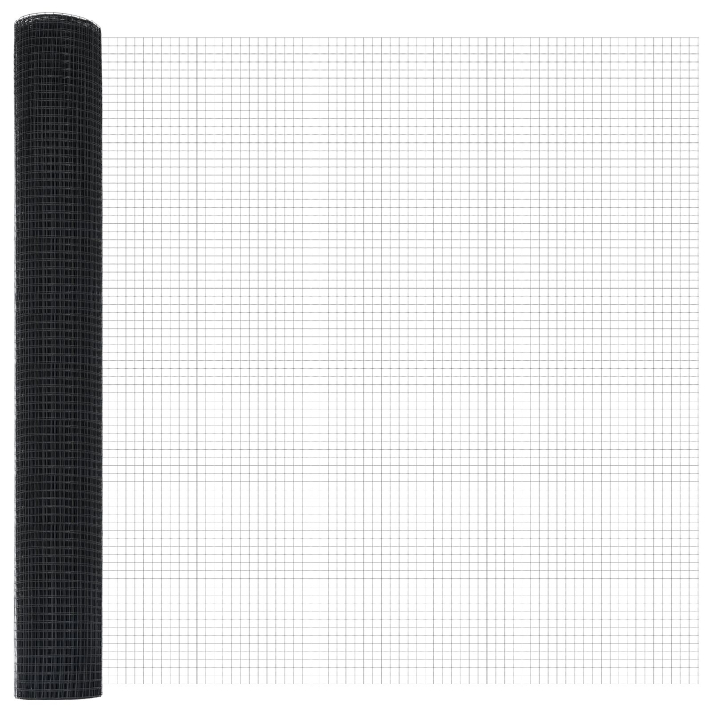 Graues Zaunpfosten-Set Set aus 2 Grau Metall, PVC 10 x 1 m