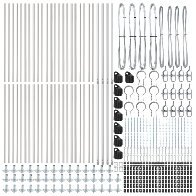 Zaunpfosten Set mit 52 Verzinkter Stahl 3,2 x 3,2 x 90 cm Robust