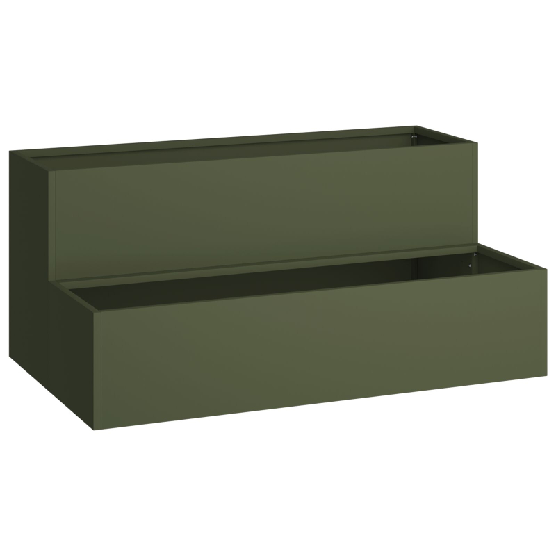 Gartenpflanzer 2-Tier 100x60x45 cm Olivgrün Stahl