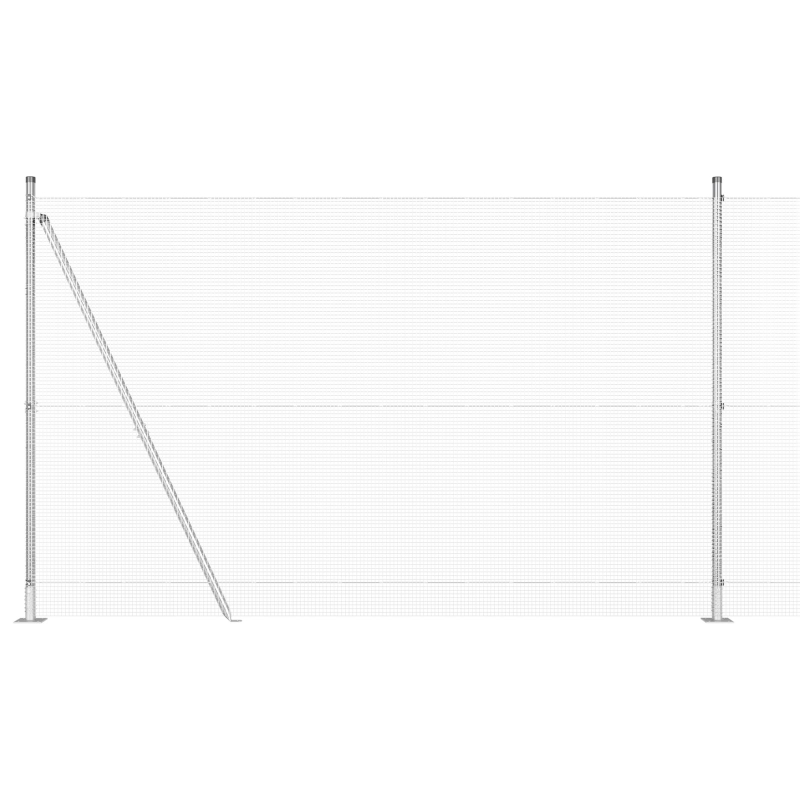 Geschweißter Drahtzaun mit 7 Flanschpfosten 1,6x10 m Verzinkter Stahl