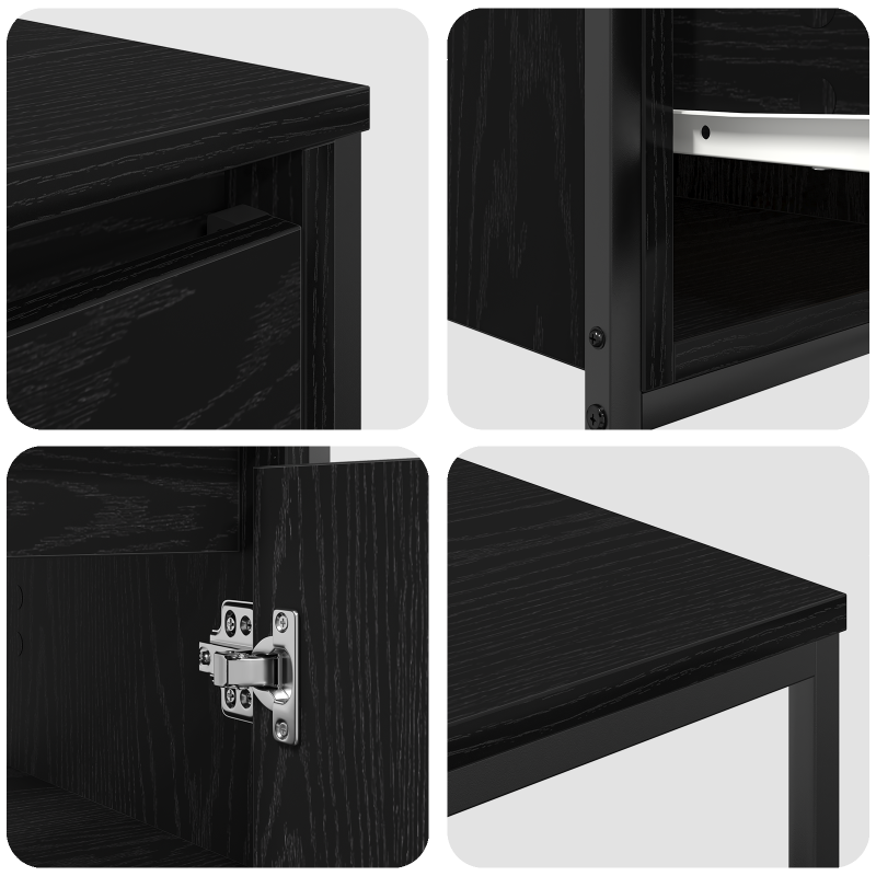2-teiliges Badezimmermöbel-Set in Schwarz und Eichenholzlook