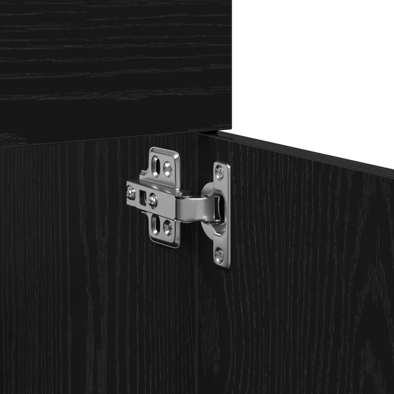 Badezimmer Waschbecken Schrank mit eingebautem Waschbecken Schwarz Eiche Holzwerkstoff