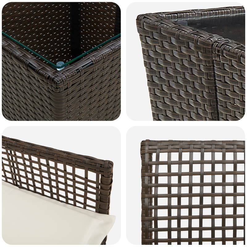 3-teiliges Garten Bistro Set mit Kissen Braun Poly Rattan